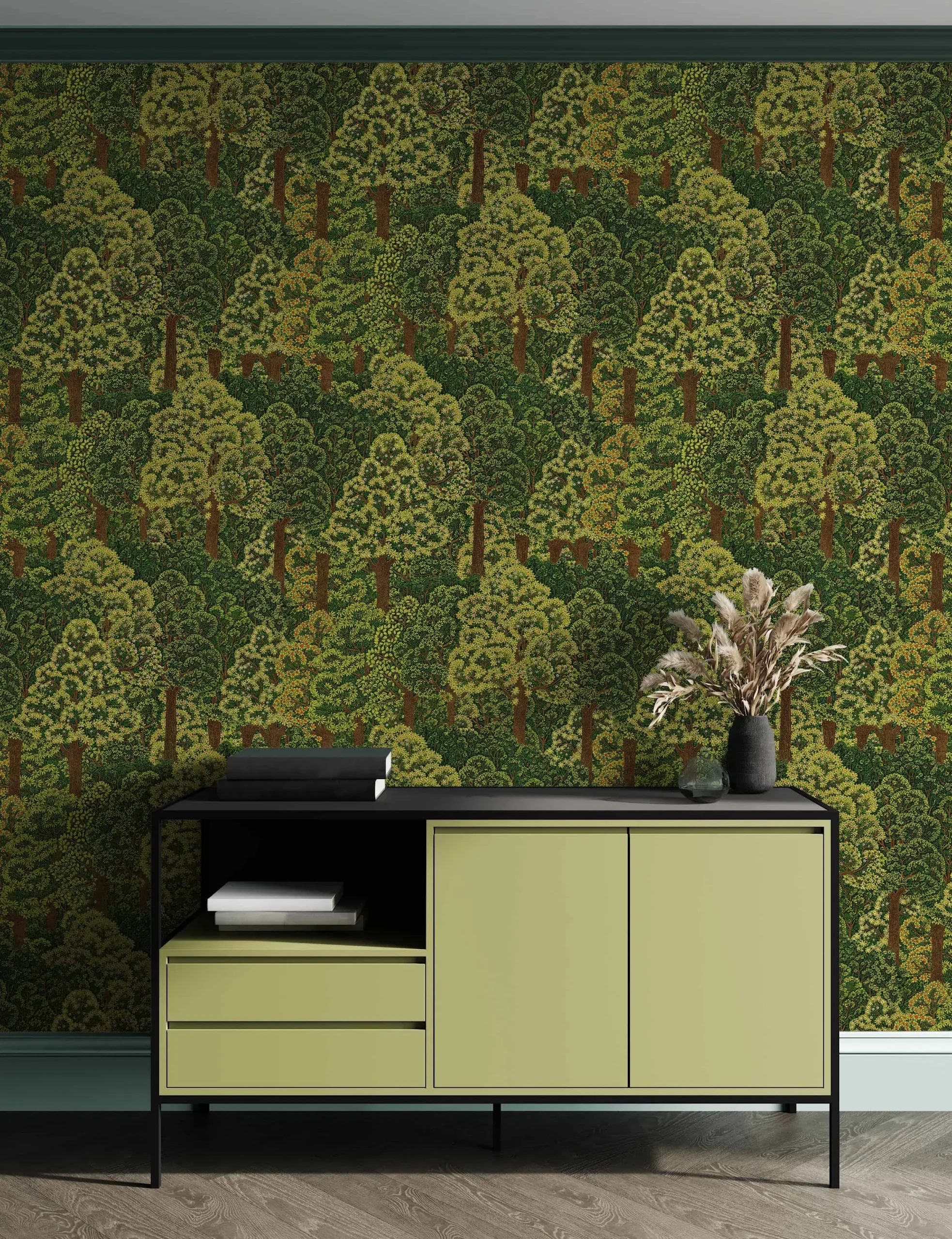 Green Embossed Wallpaper – Natural Elegance (24107-4)